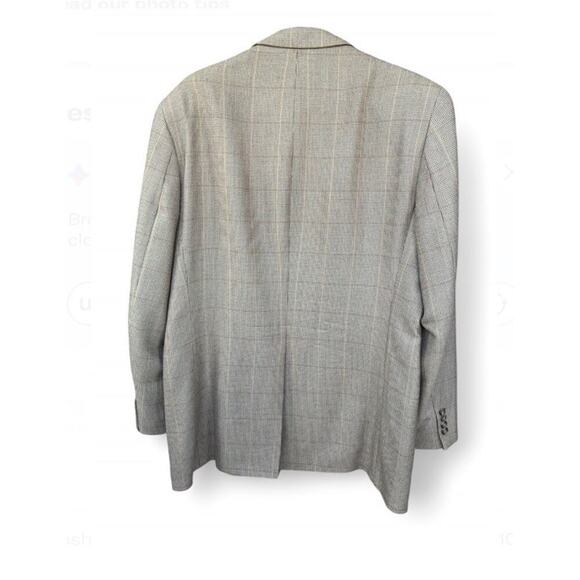 Men’s Lauren Ralph Lauren Tan Houndstooth Suit Jacket Blazer 100% Wool 42L - Picture 7 of 9